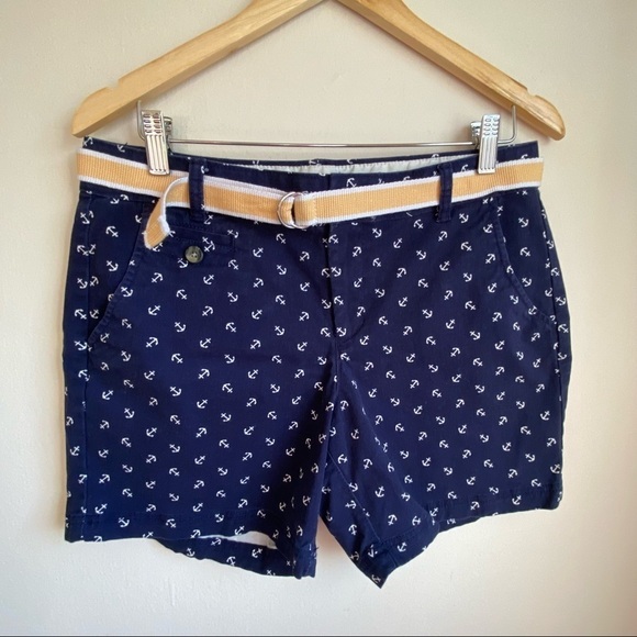 Dockers Shorts Women Navy Blue White Anchors  Pockets Flat Front‎  Size 10 - Picture 3 of 9